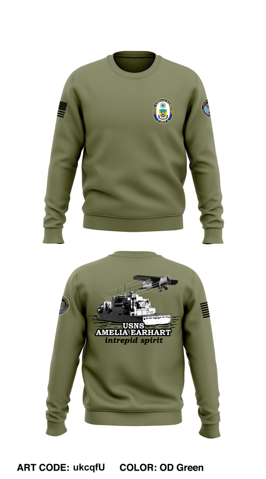 USNS AMELIA EARHART Core Men's Crewneck Performance Sweatshirt - ukcqfU