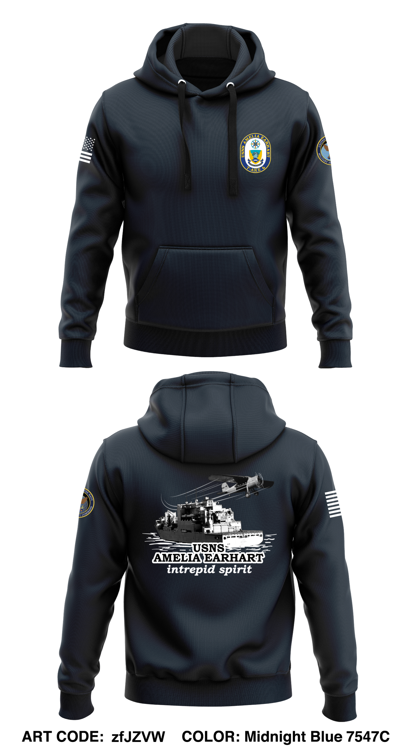 USNS AMELIA EARHART  Core Men's Hooded Performance Sweatshirt - zfJZVW