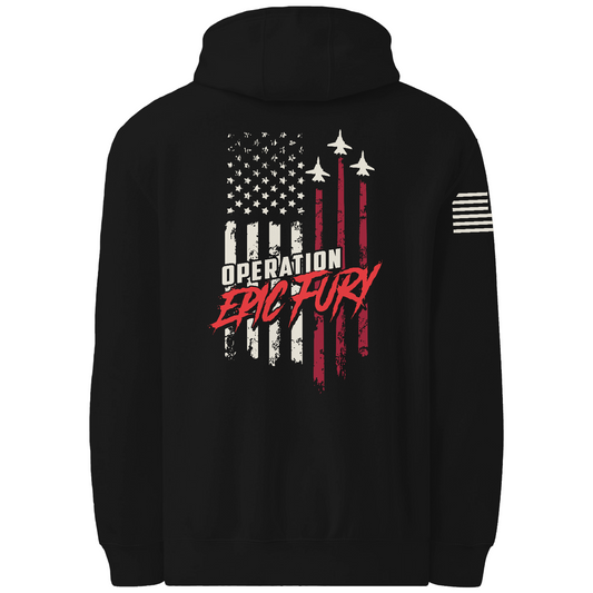 CUSTOM Operation Epic Fury Comfort Unisex Hooded Sweatshirt - Flag