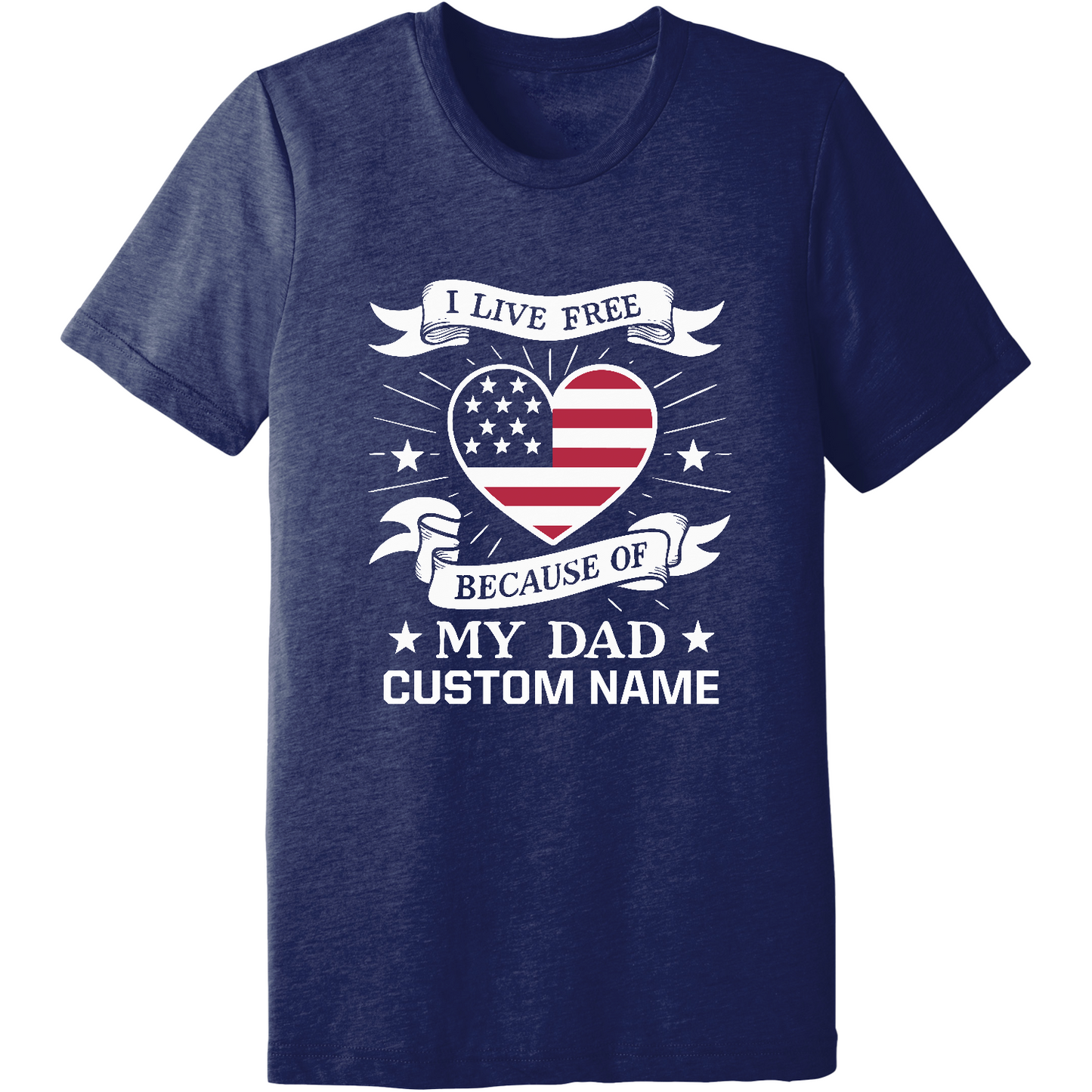 CUSTOM Emblem Comfort Unisex Triblend SS Tee - Live Free Heart Dad