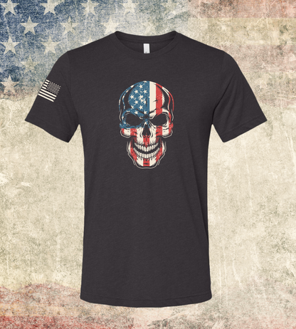 CUSTOM Emblem 4th of July Series - Comfort Unisex Triblend SS Tee - American Skull