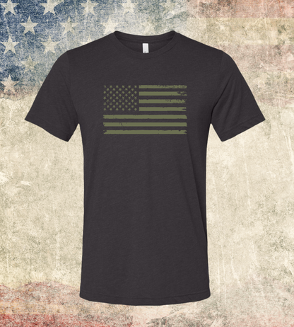 Emblem 4th of July Series - Comfort Unisex Triblend SS Tee - OD Green Flag