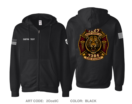 CUSTOM 7227 Medical Support Unit / 7384 Blood Detachment Comfort Unisex Cotton Blend Full-Zip Hooded Sweatshirt - 2Oos9C