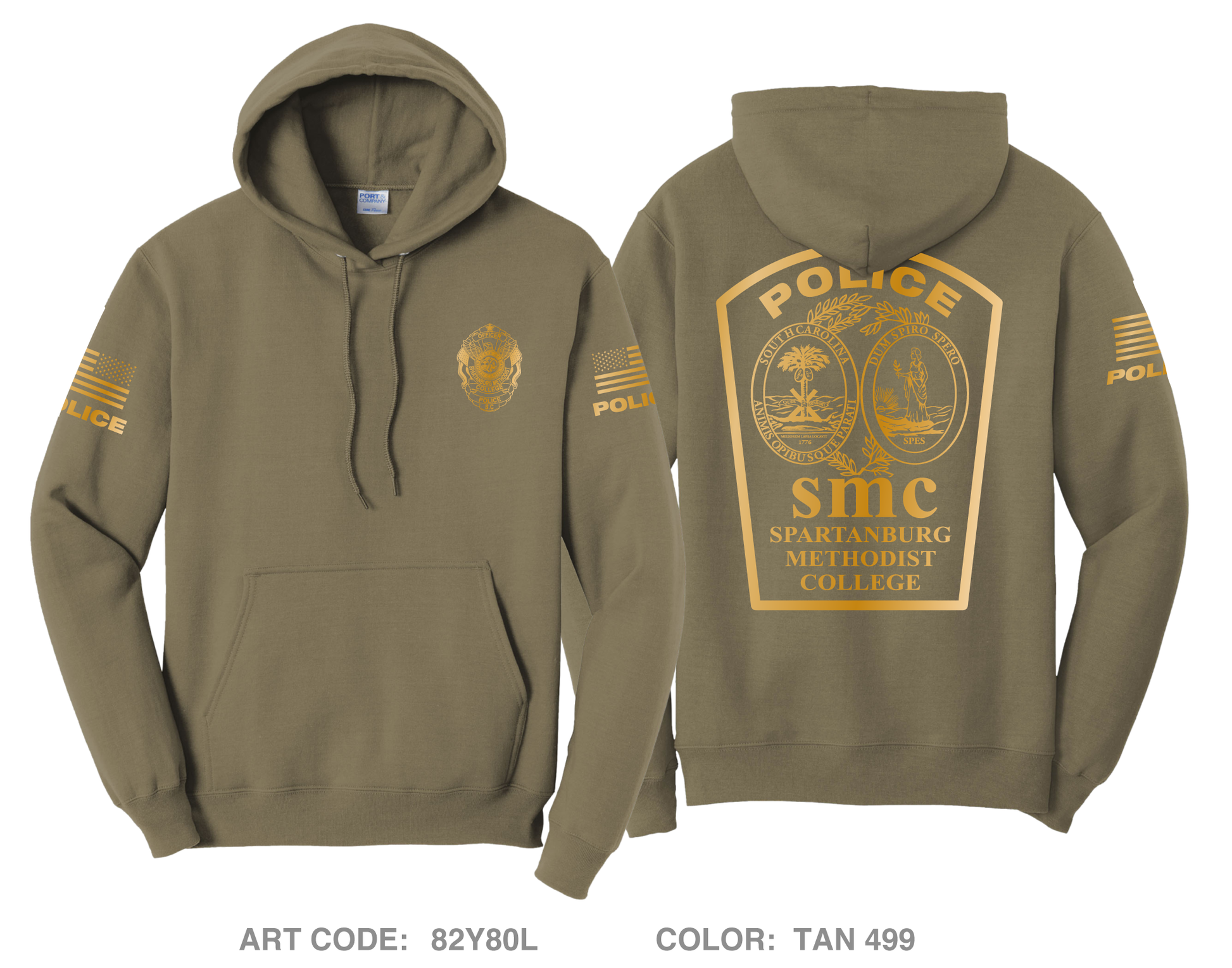 Spartanburg Methodist College Police Comfort Unisex Hooded Sweatshirt - 82Y80L