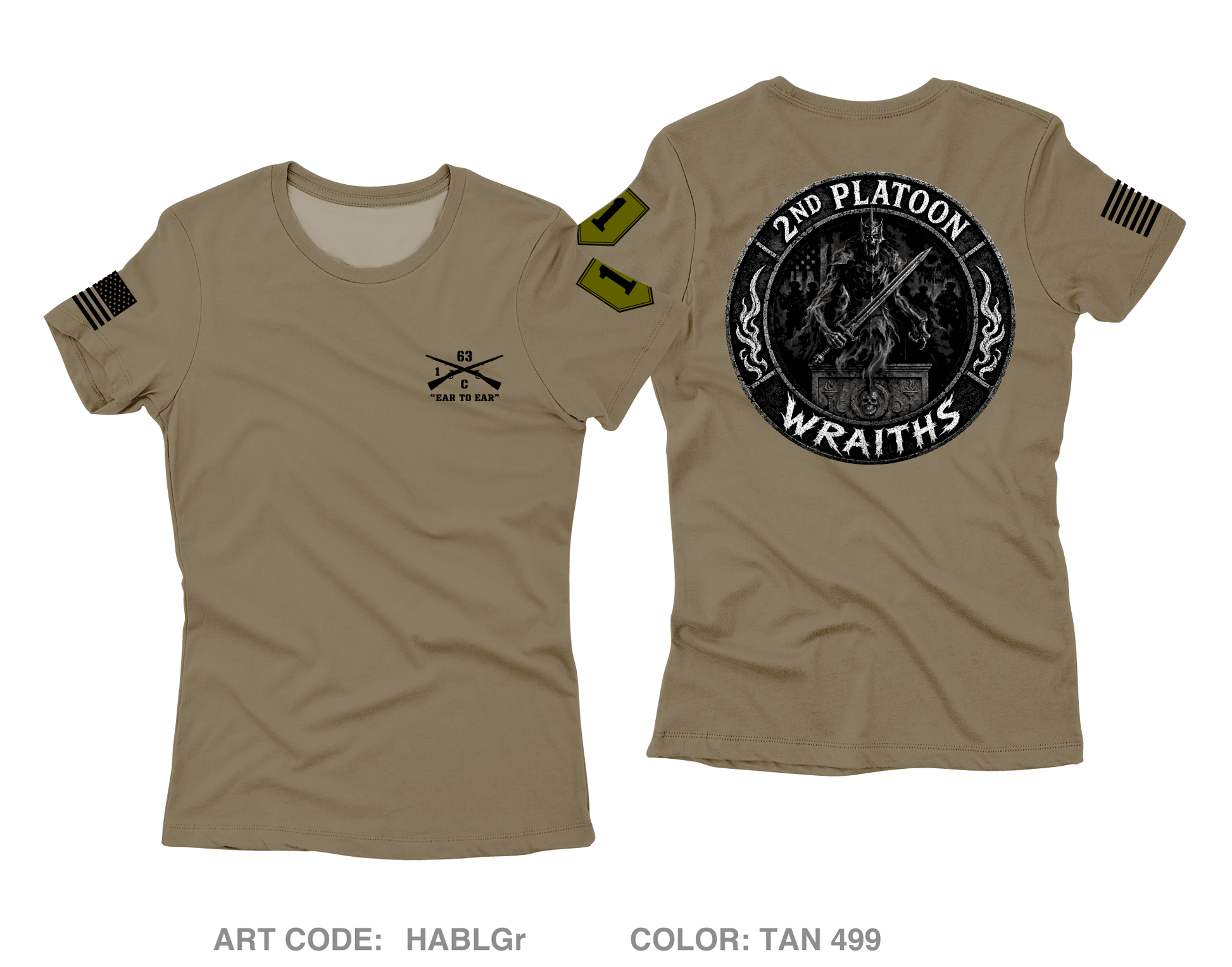 2nd PLT, C co, 1-63 AR BN Core Women's SS Performance Tee - HABLGr