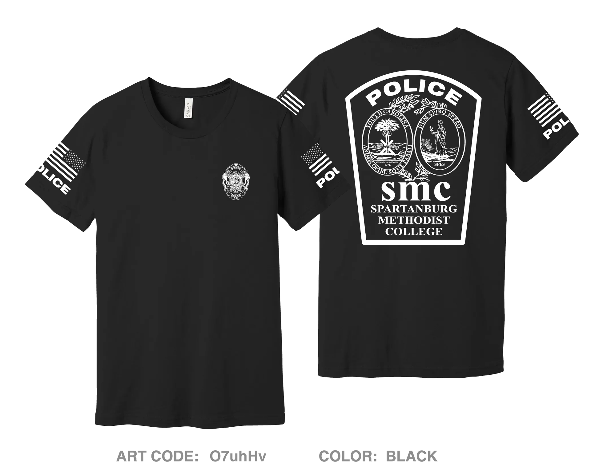 Spartanburg Methodist College Police Comfort Unisex Cotton SS Tee - O7uhHv