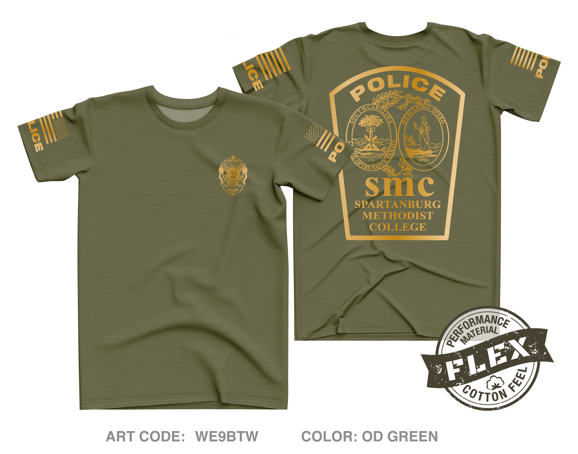 Spartanburg Methodist College Police Core Men's SS Flex Performance Tee - WE9BTW