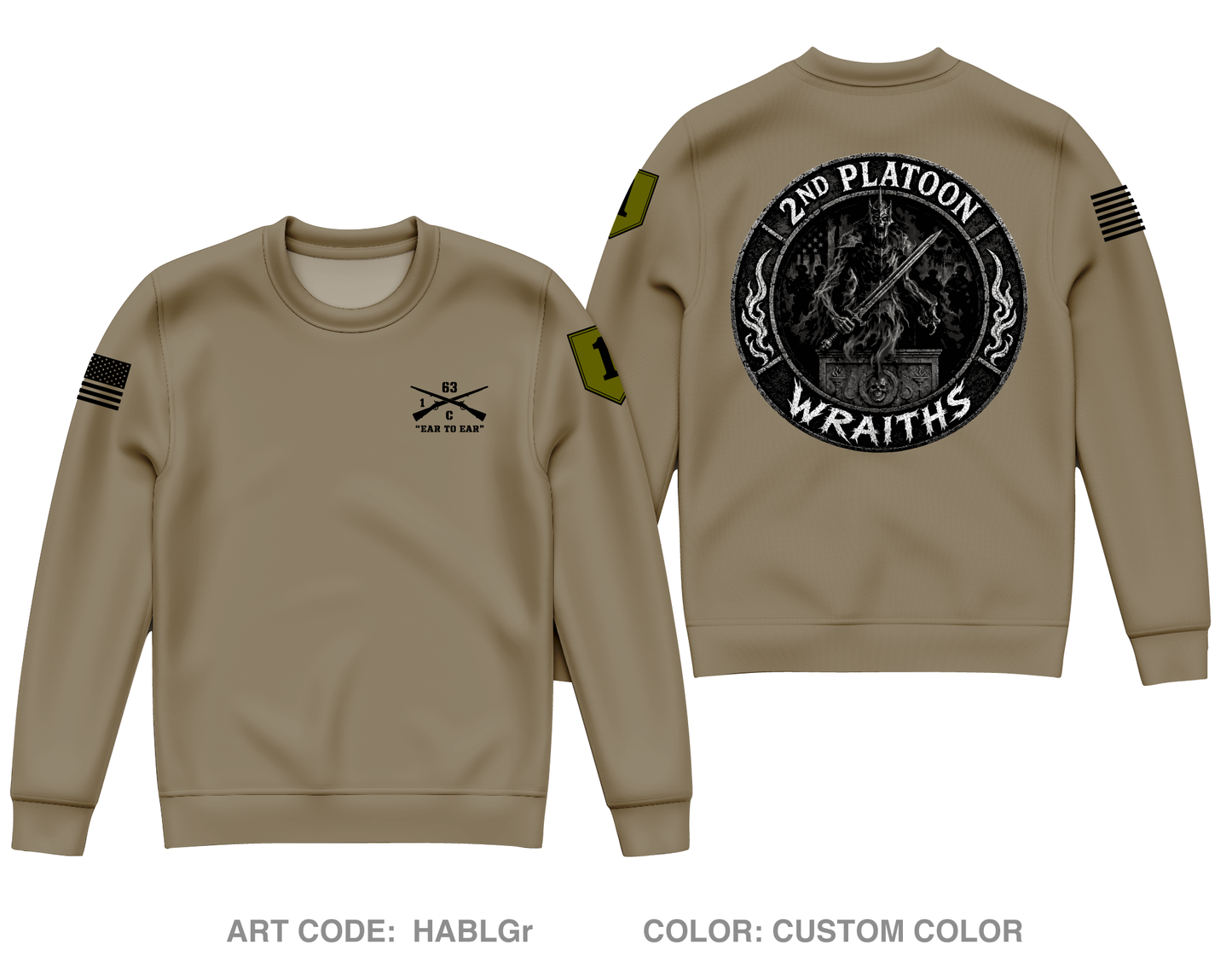 2nd PLT, C co, 1-63 AR BN Core Men's Crewneck Performance Sweatshirt - HABLGr