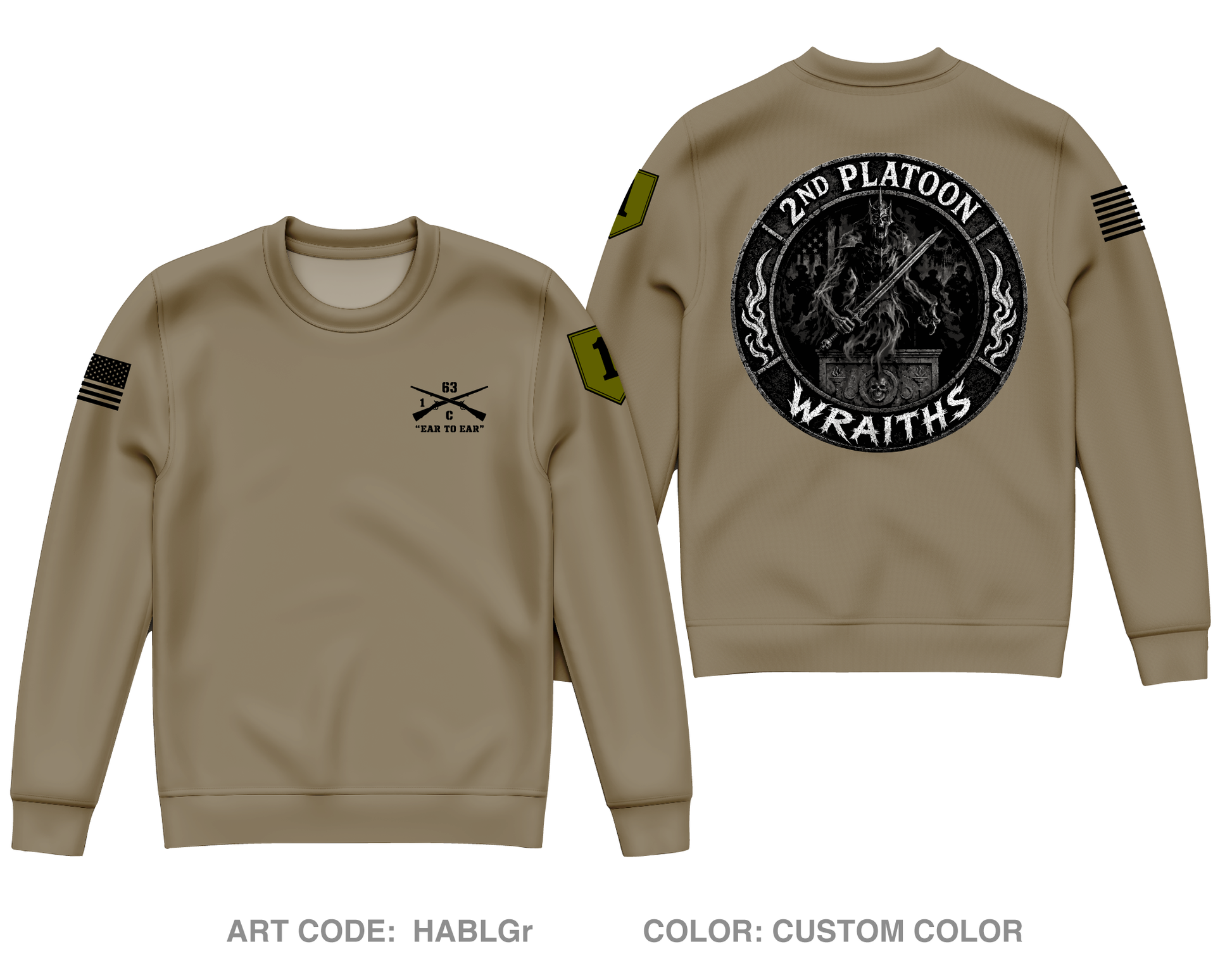 2nd PLT, C co, 1-63 AR BN Core Men's Crewneck Performance Sweatshirt - HABLGr