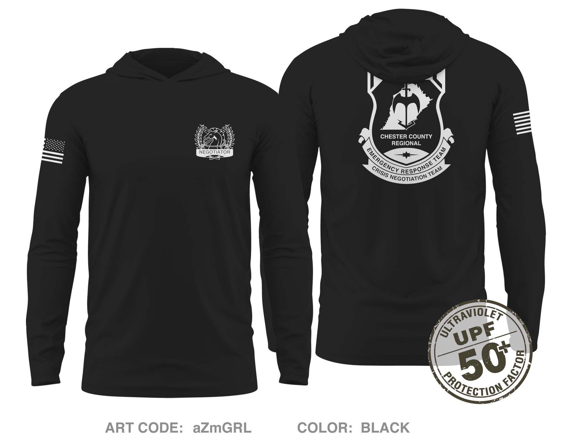 CCRERT CNT Core Men's UPF 50+ Hooded Performance LS Tee - aZmGRL