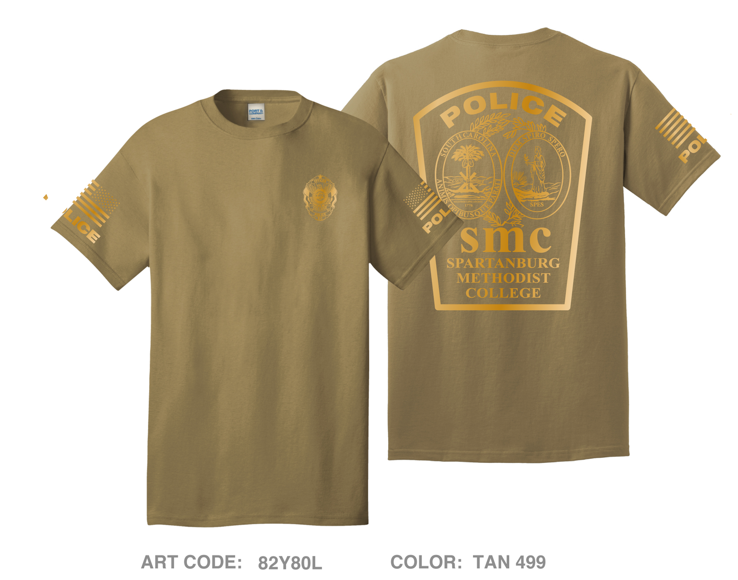 Spartanburg Methodist College Police Comfort Unisex Cotton SS Tee - 82Y80L
