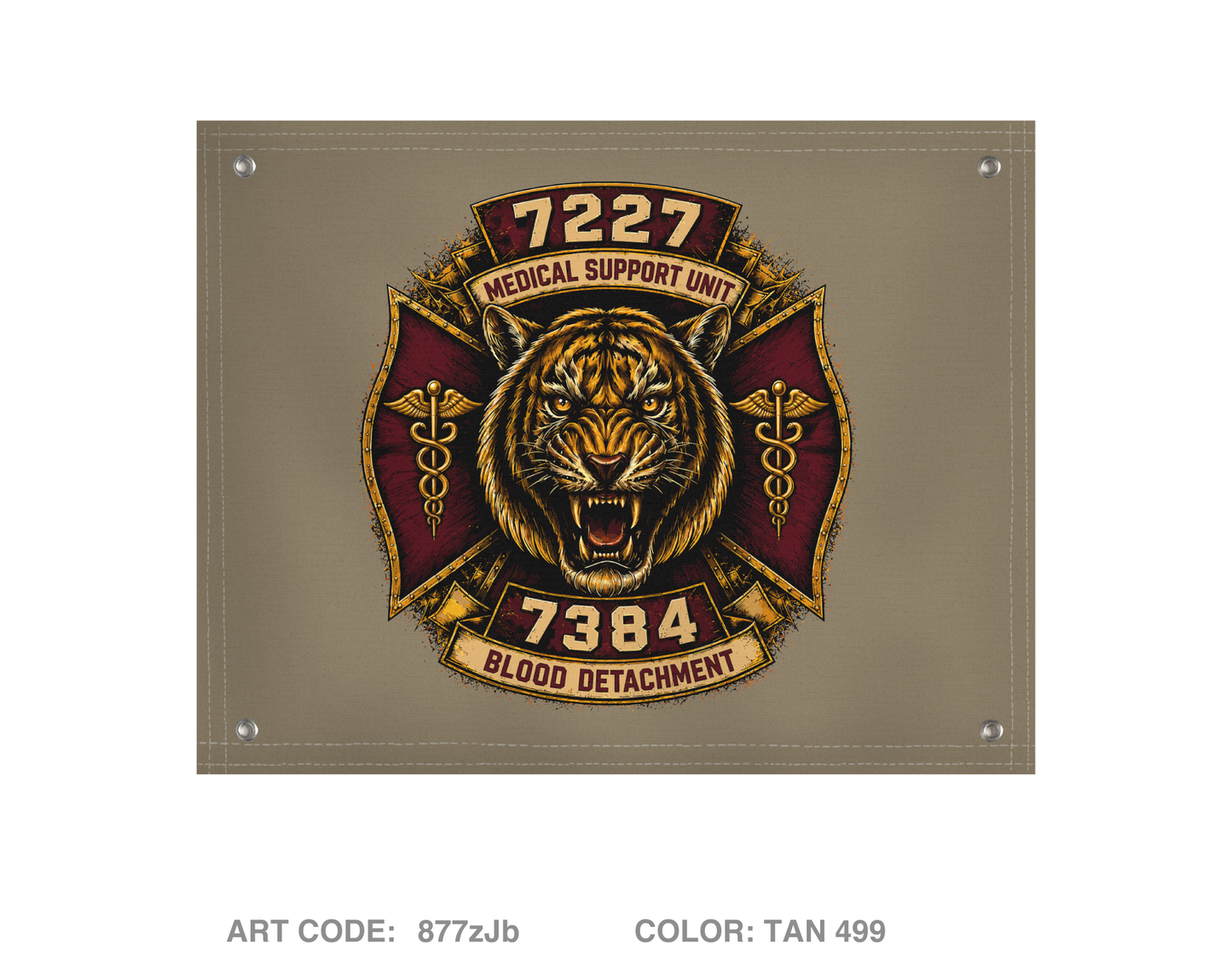 7227 Medical Support Unit / 7384 Blood Detachment Banner Flag - 877zJb