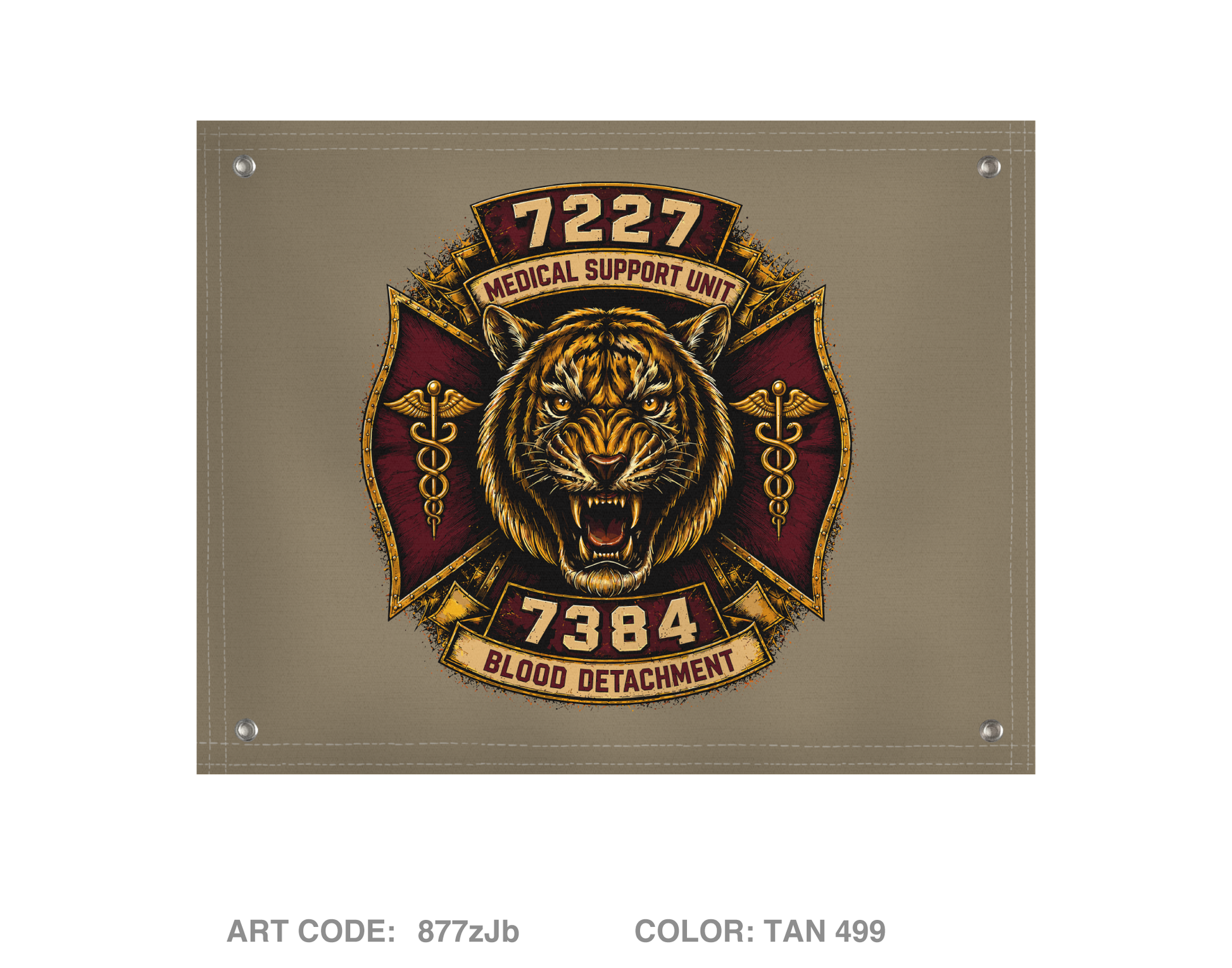 7227 Medical Support Unit / 7384 Blood Detachment Banner Flag - 877zJb