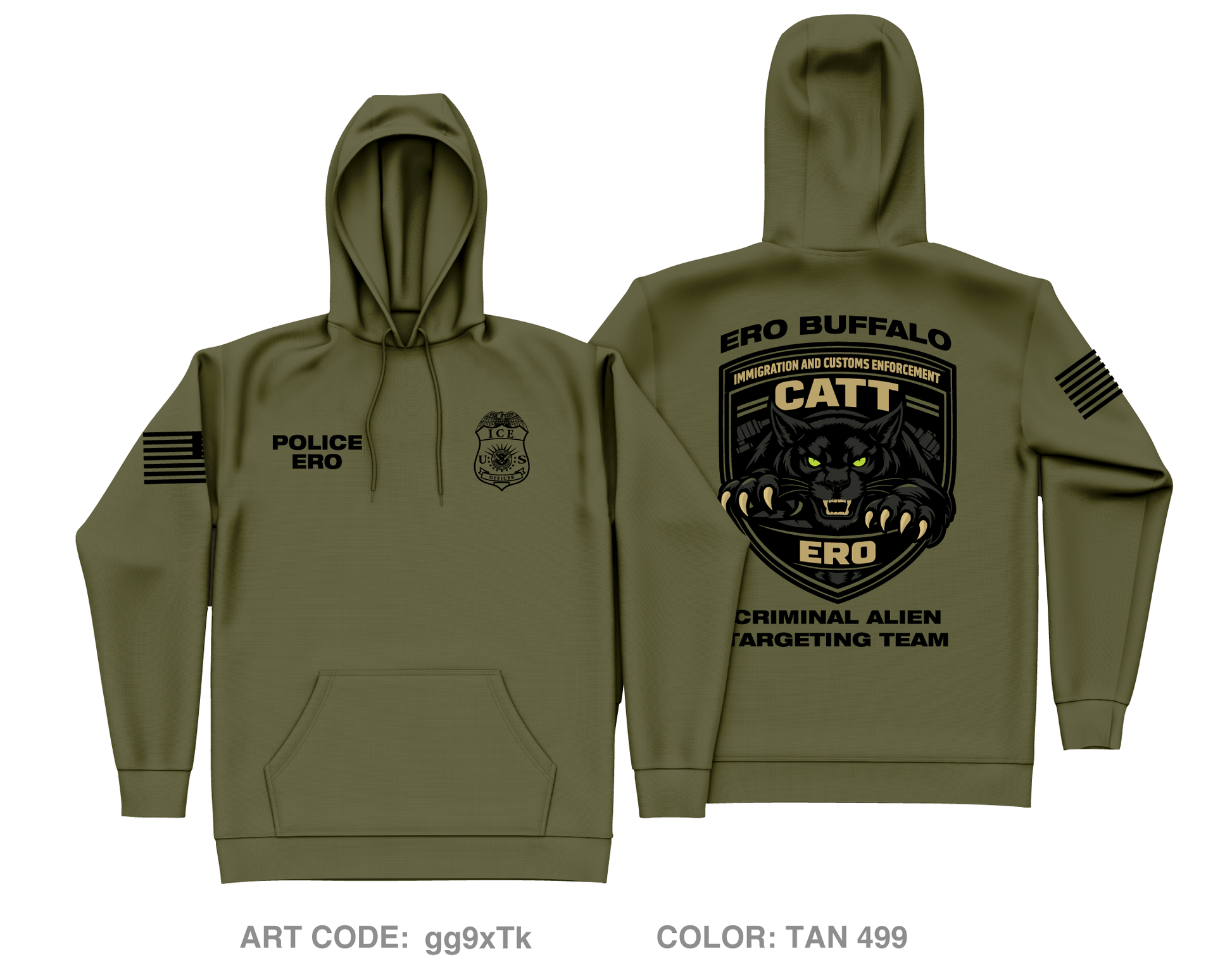 ICE ERO CMD Batavia Core Men's Hooded Performance Sweatshirt - gg9xTk