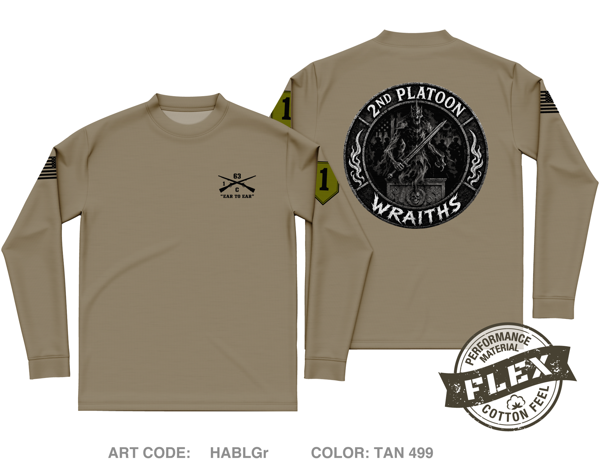 2nd PLT, C co, 1-63 AR BN Core Men's LS Flex Performance Tee - HABLGr
