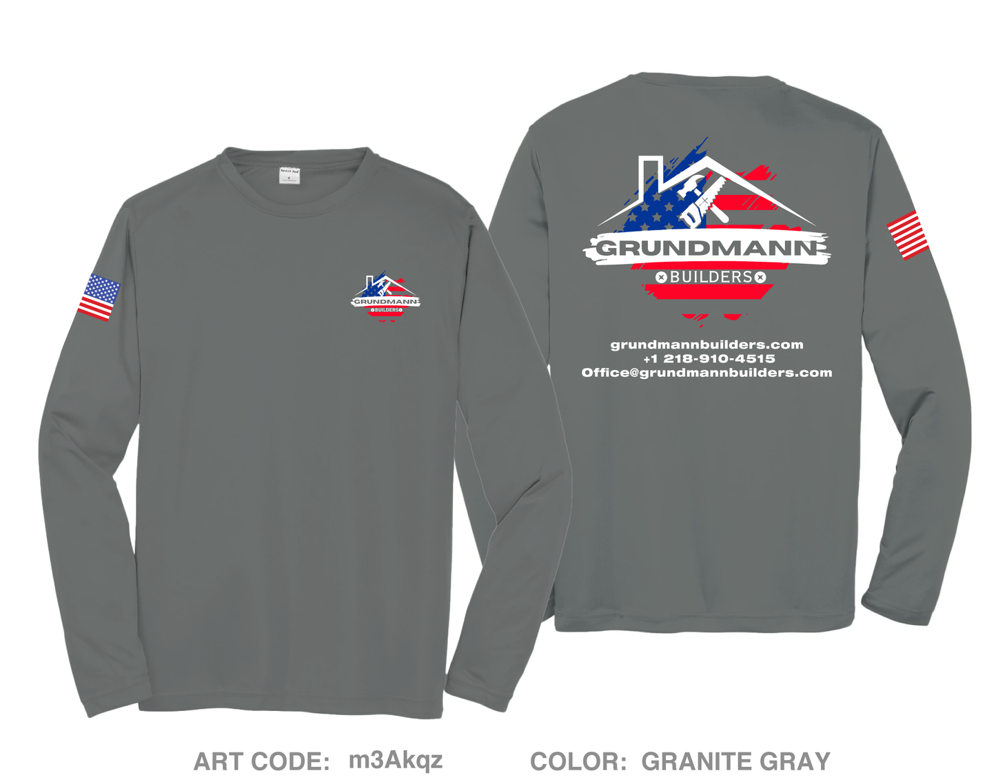 Grundmann Builders Hi-Tech Performance Unisex LS Tee - m3Akqz