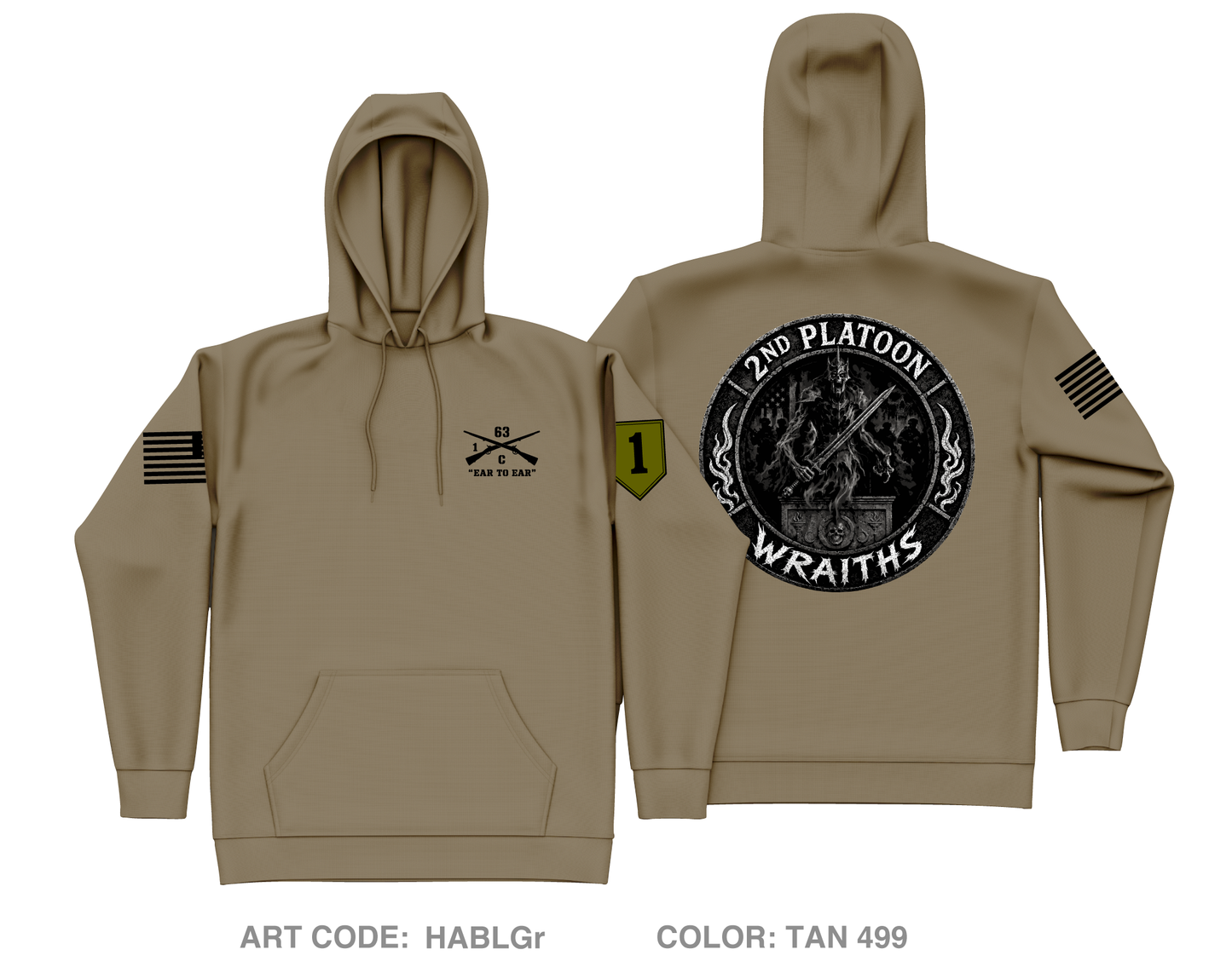 2nd PLT, C co, 1-63 AR BN Core Men's Hooded Performance Sweatshirt - HABLGr