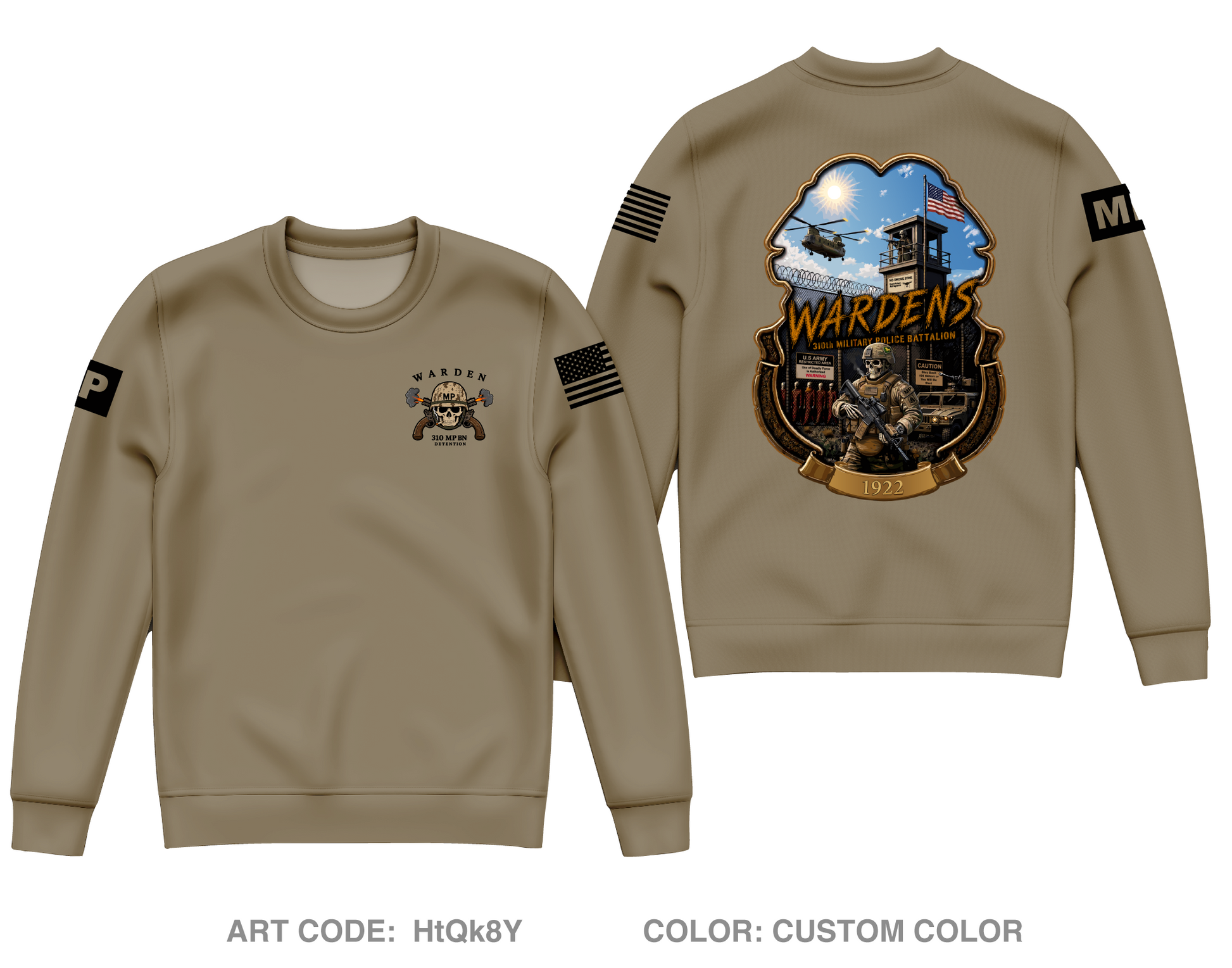 310th Military Police Battalion Core Men's Crewneck Performance Sweatshirt - HtQk8Y