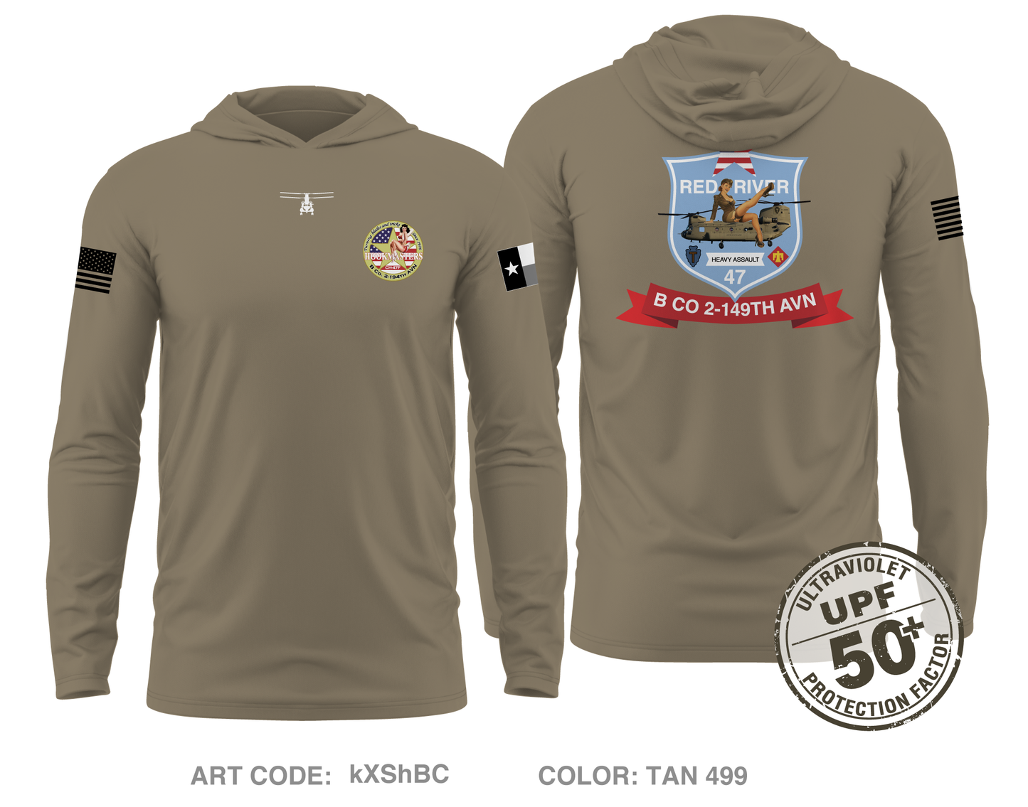 Bravo Company 2-149th Aviation Core Men's UPF 50+ Hooded Performance LS Tee - kXShBC