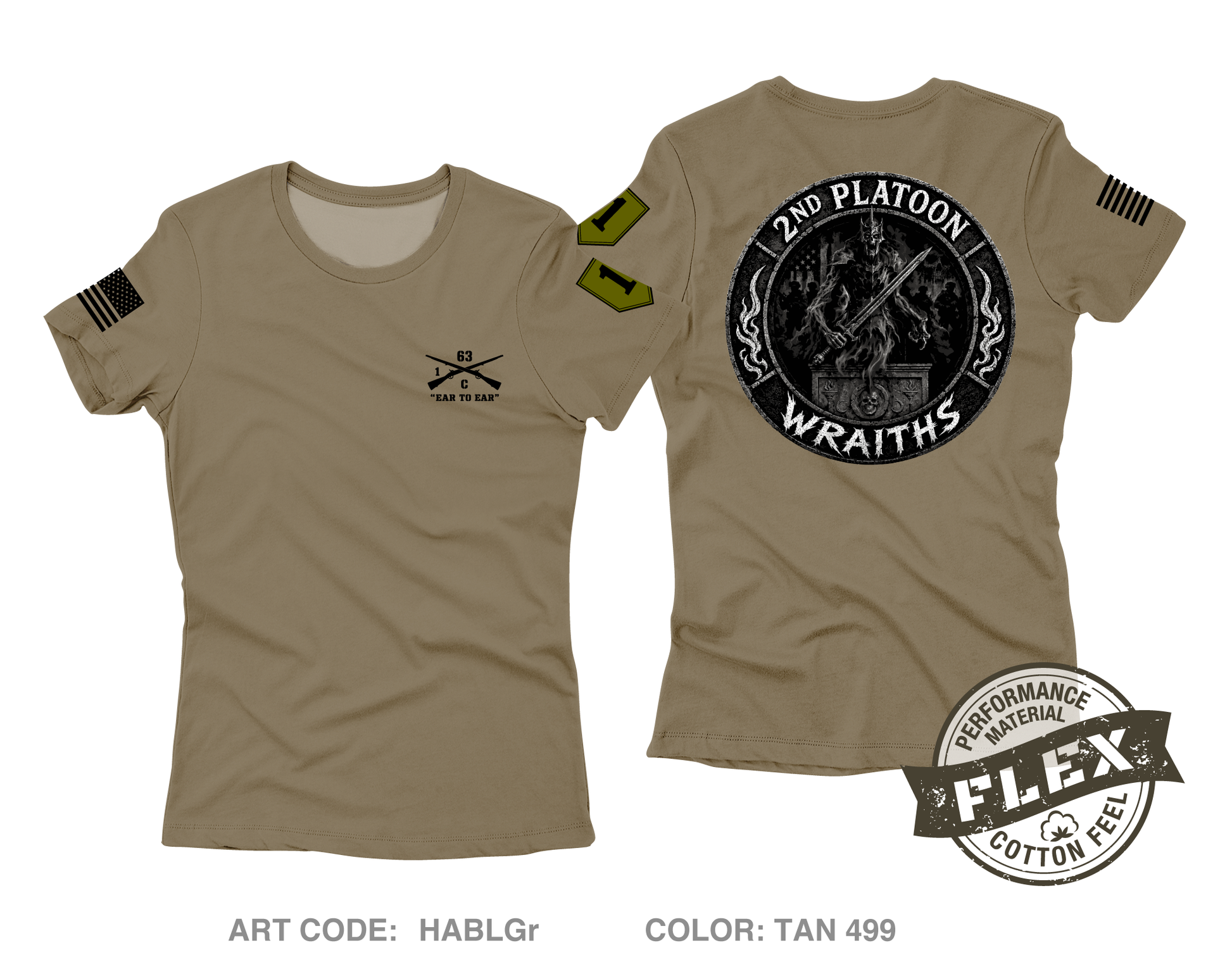 2nd PLT, C co, 1-63 AR BN Core Women's SS Flex Performance Tee - HABLGr