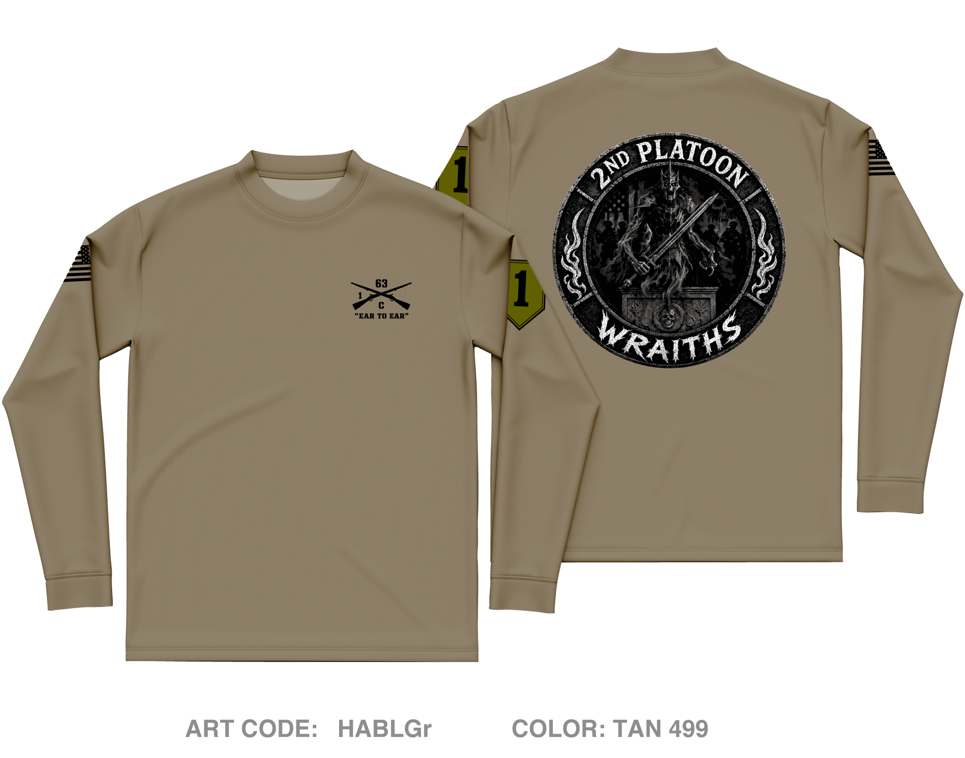 2nd PLT, C co, 1-63 AR BN Core Men's LS Performance Tee - HABLGr