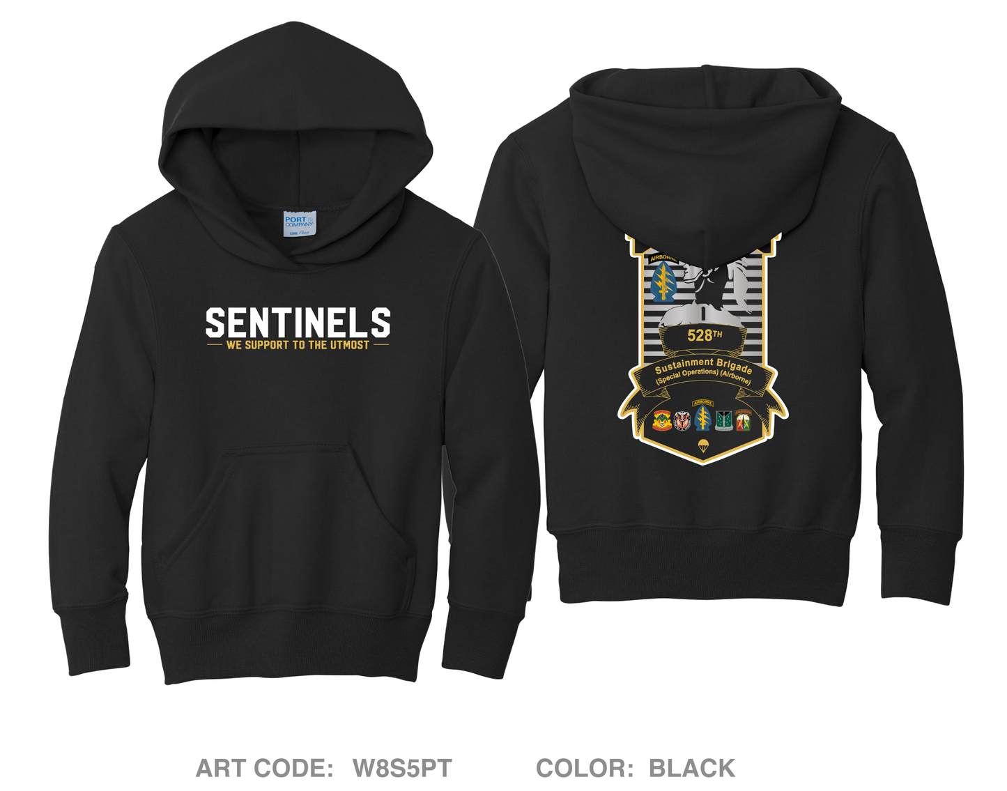 528th Sustainment Brigade (SO)(A) Comfort Youth Cotton Blend Hooded Sweatshirt - W8S5PT_Y