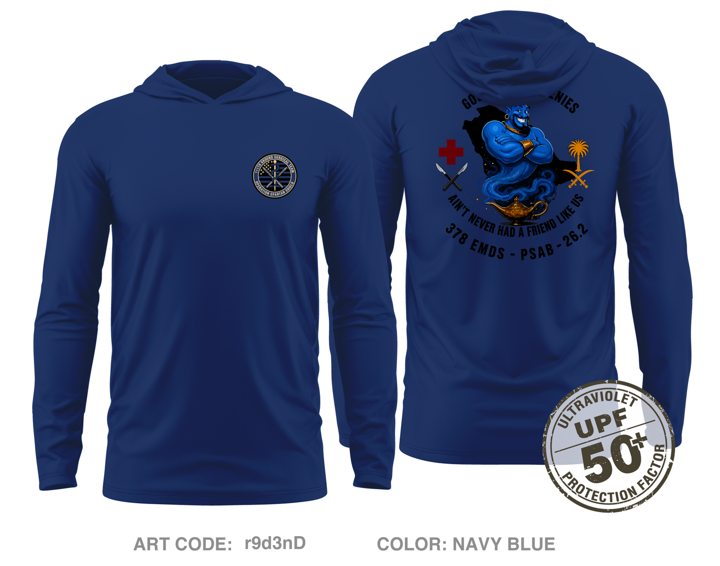 111th Ground Surgical Team Core Men's UPF 50+ Hooded Performance LS Tee - r9d3nD