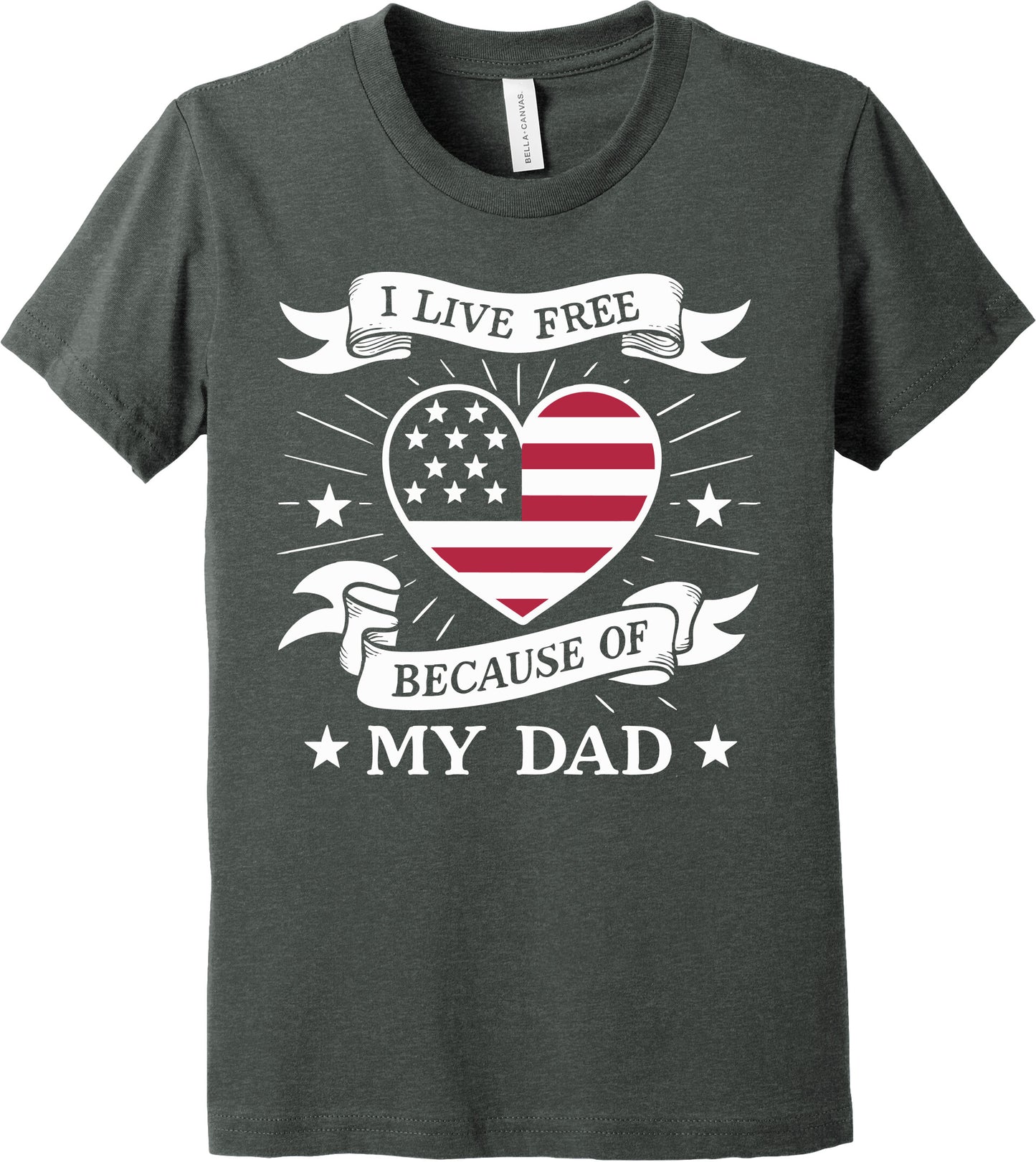 Emblem Youth Comfort Heather Cotton-Blend SS Tee - Live Free Heart Dad