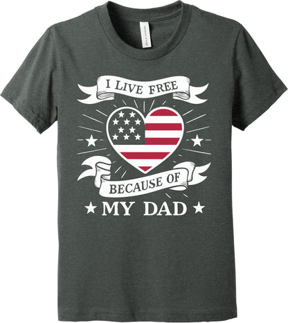 Emblem Youth Comfort Heather Cotton-Blend SS Tee - Live Free Heart Dad