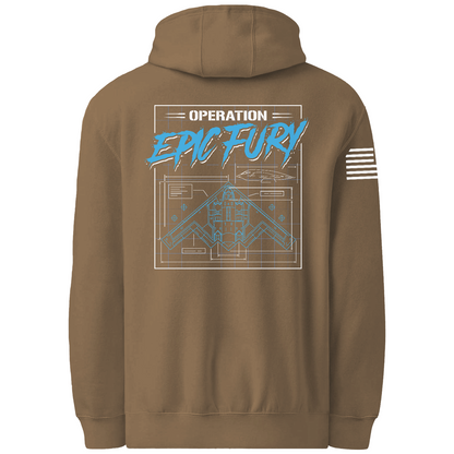 Operation Epic Fury Comfort Unisex Hooded Sweatshirt - Blueprint