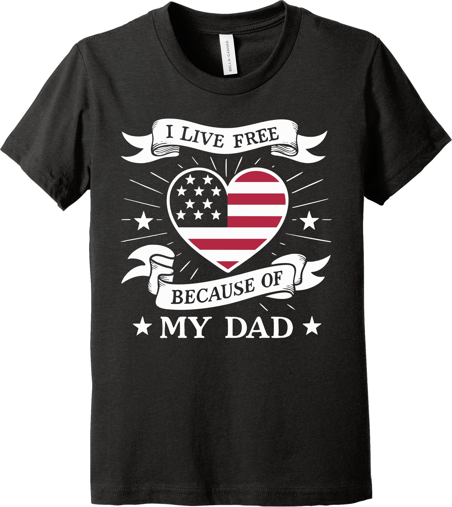 Emblem Youth Comfort Heather Cotton-Blend SS Tee - Live Free Heart Dad