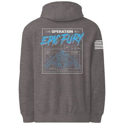 Operation Epic Fury Comfort Unisex Hooded Sweatshirt - Blueprint