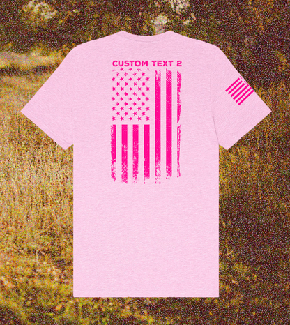 CUSTOM Breast Cancer Awareness Month Comfort Unisex Cotton Blend SS Tee - Hot Pink Flag