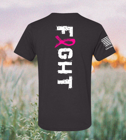 CUSTOM Breast Cancer Awareness Month Comfort Unisex Triblend SS Tee - Fight Vertical