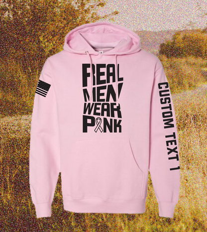 CUSTOM Breast Cancer Awareness Month Comfort Unisex Hooded Sweatshirt - Real Men Wear Pink