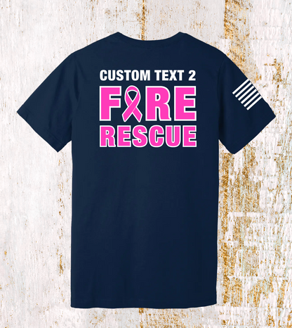 CUSTOM Breast Cancer Awareness Month Comfort Unisex Cotton SS Tee - Fire Rescue