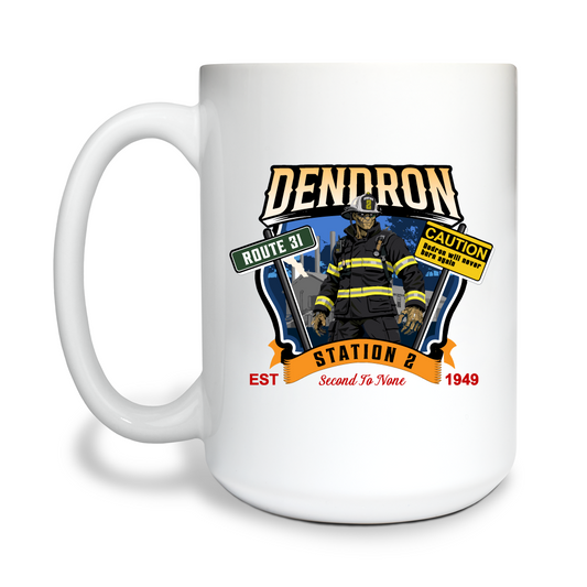 Dendron Fire Department 15 oz White Ceramic Mug - g9pNyK