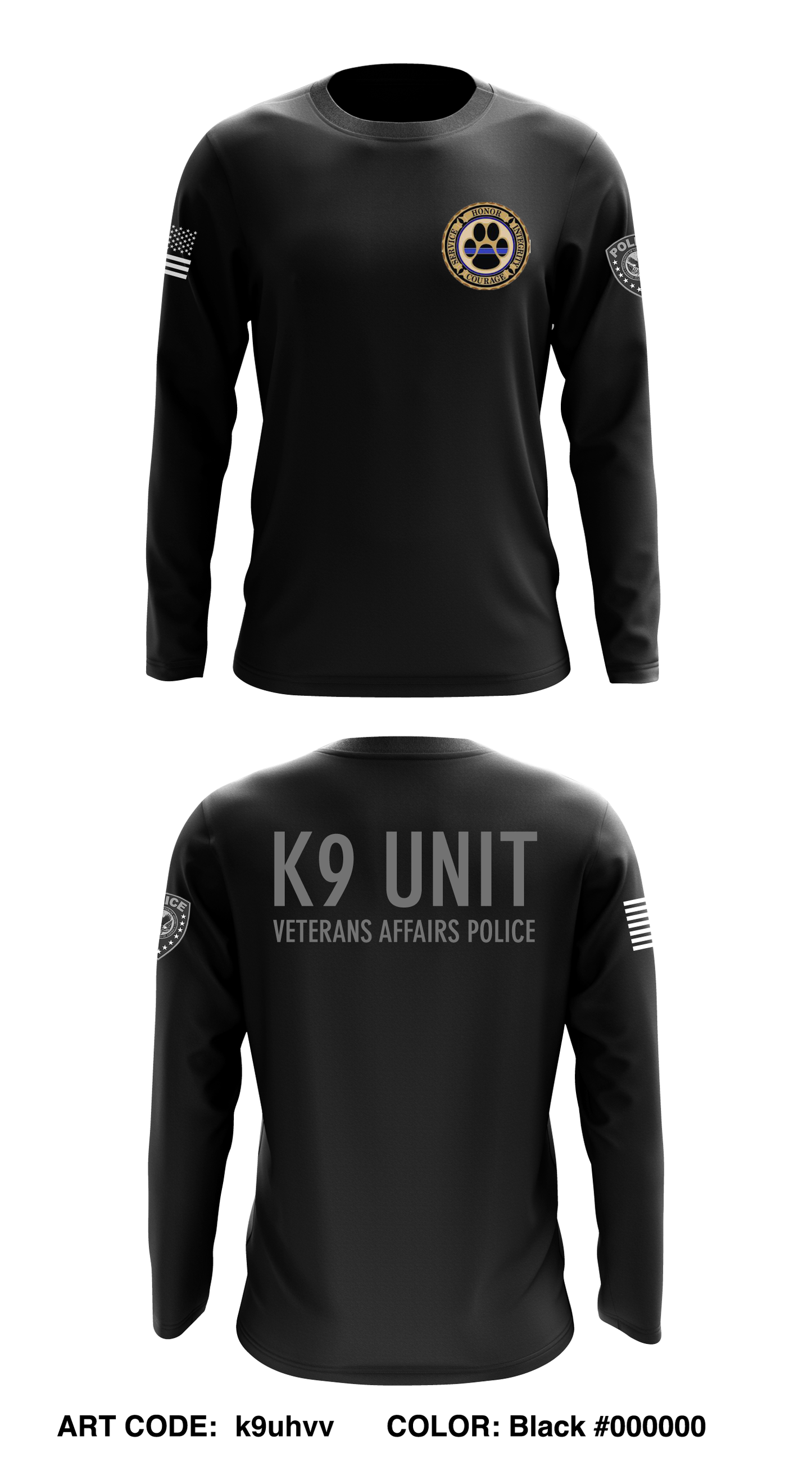 Veterans Affairs Police Core Men's LS Performance Tee - k9uhvv