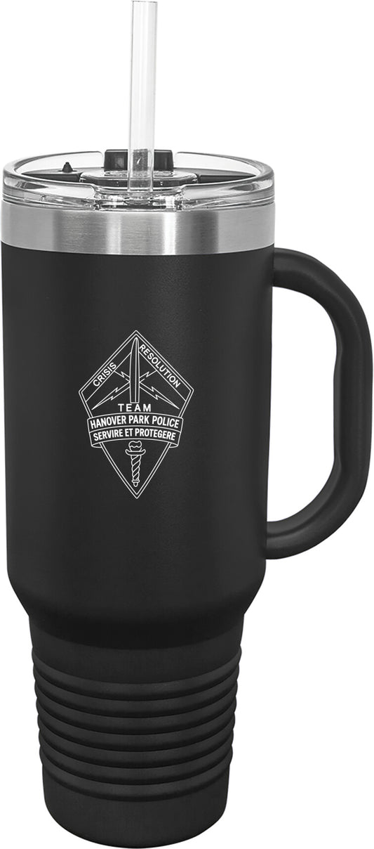 Hanover Park Police CRT 40 oz. Stainless Steel Double-Wall Travel Mug with Straw - 3EgrW8