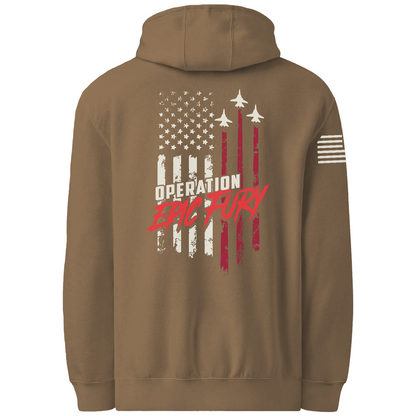 CUSTOM Operation Epic Fury Comfort Unisex Hooded Sweatshirt - Flag