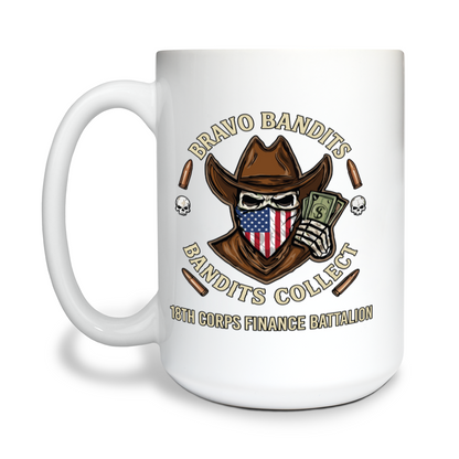 Bravo Company, 18th Corps Finance Battalion Fundraising 15 oz White Ceramic Mug - 4PMsdg