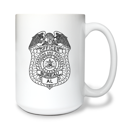 ALABAMA, Bureau of pardons and parole’s 15 oz White Ceramic Mug - sc2BbD