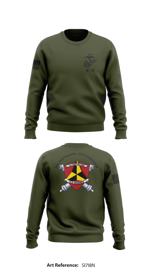 1st Battalion, 12th Marines Store 1 Core Men's Crewneck Performance Sweatshirt - SI7i8N