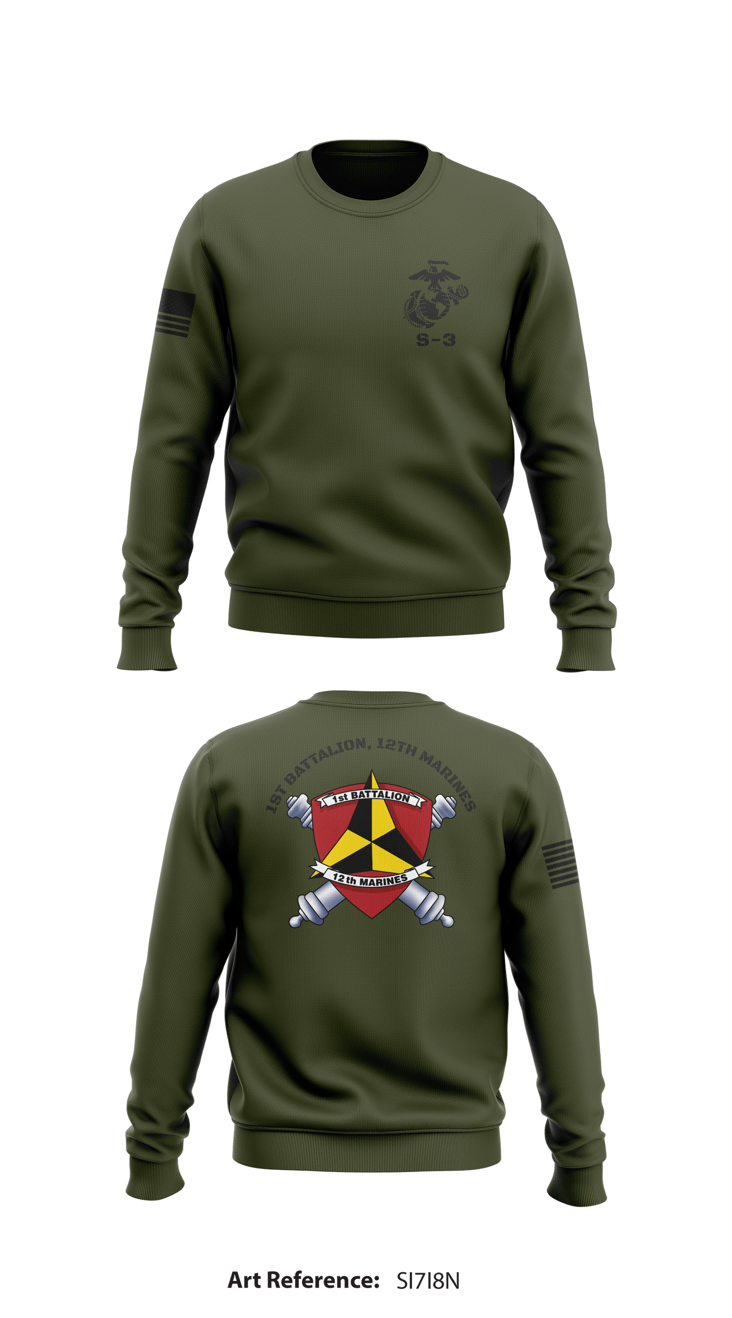 1st Battalion, 12th Marines Store 1 Core Men's Crewneck Performance Sweatshirt - SI7i8N