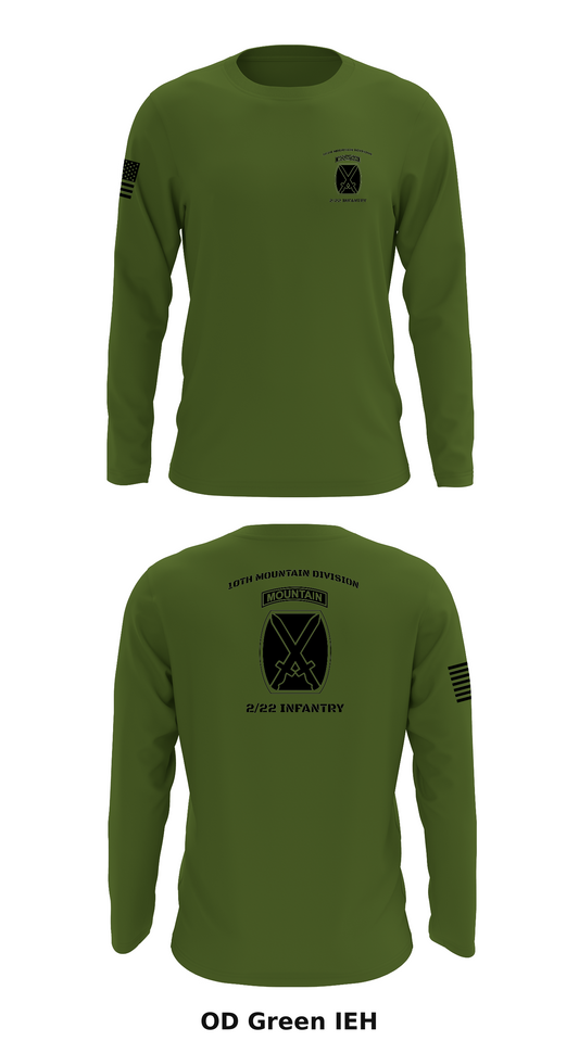 10th mountain division, 2/22 infantry Store 1 Core Men's LS Performance Tee - IEH