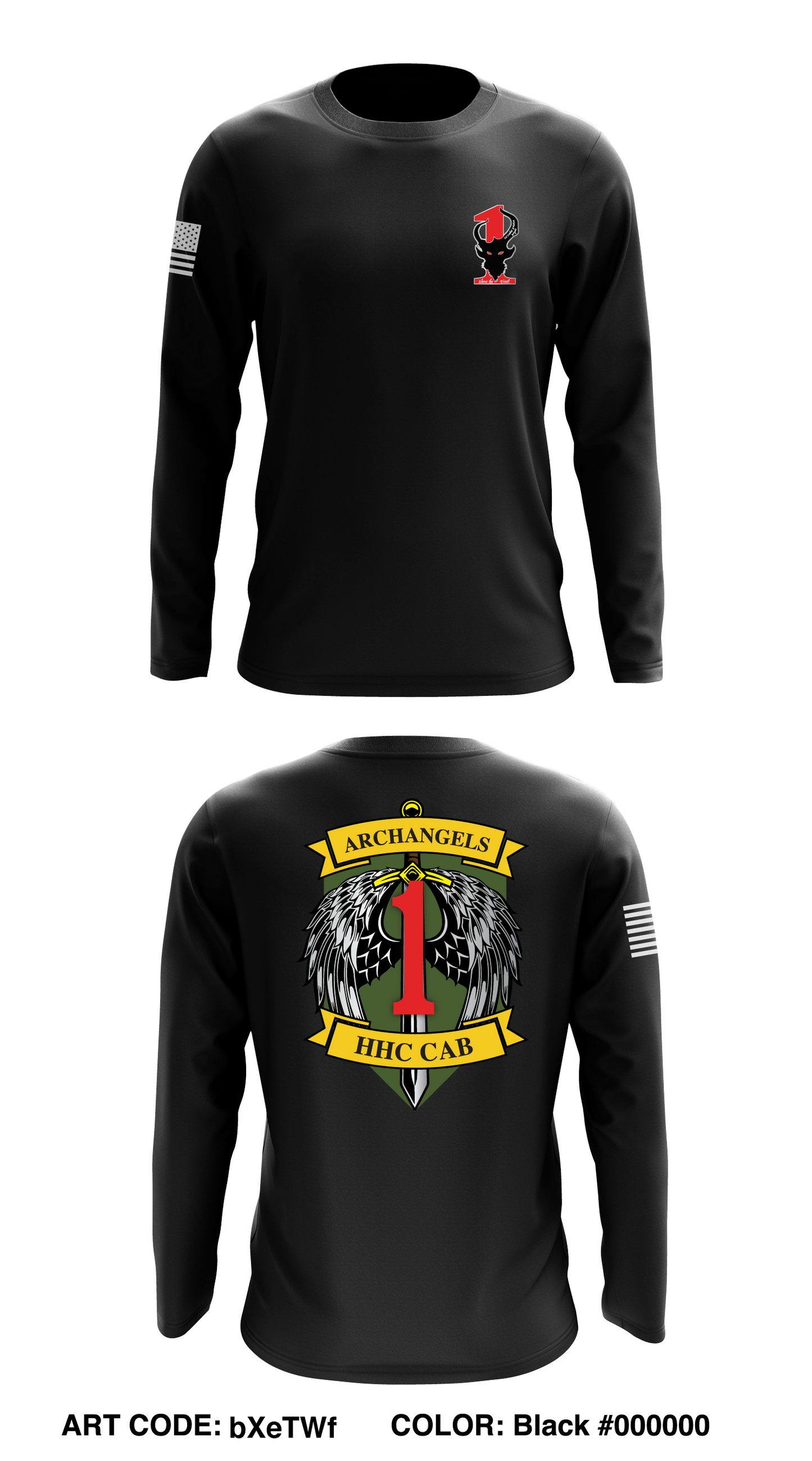 1st Combat Aviation Brigade, Archangels, HHC Store 1 Core Men's LS Performance Tee - bXeTWf