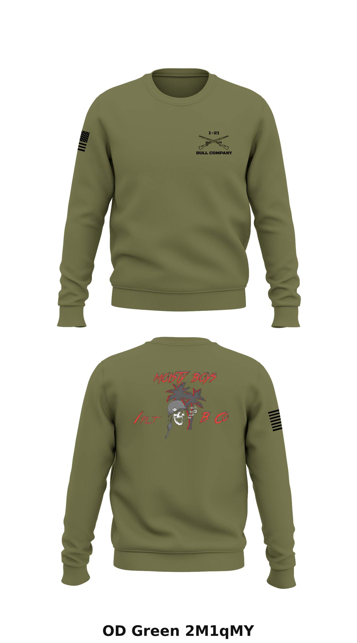 Bull Company, 1-21 IN, 2SBCT, 25ID Store 1 Core Men's Crewneck Performance Sweatshirt - 2M1qMY