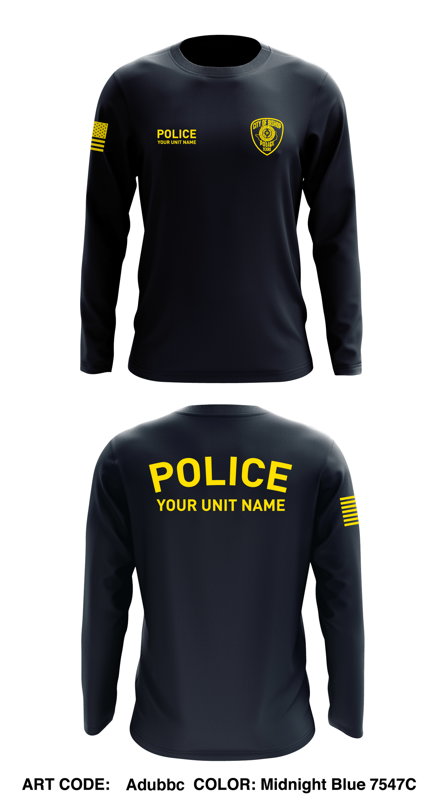 City of Bishop Police Department Store 1 Core Men's LS Performance Tee - Adubbc