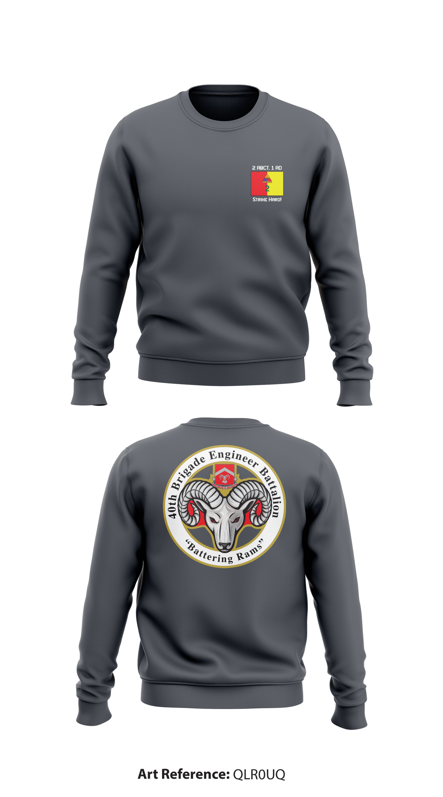 2/1 ABCT, 40th BEB (Rams) Store 1 Core Men's Crewneck Performance Sweatshirt - QLr0uq