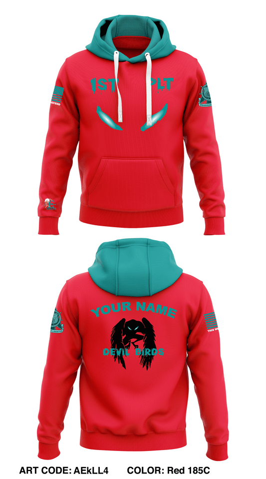 1st Platoon, Devil Birds Store 1  Core Men's Hooded Performance Sweatshirt - AEkLL4
